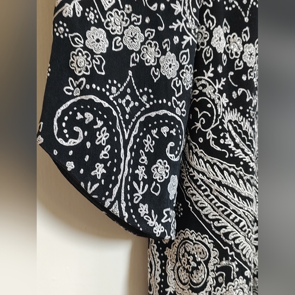 Alex Evenings Black and White Paisley Glitter Tank And Blazer Set - Picture 2 of 13